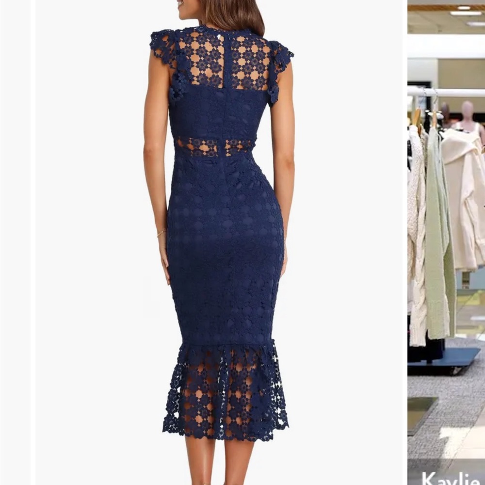 Petal & Pup Navy Lace Midi Dress